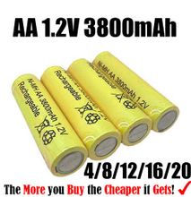 AA Ni-MH Rechargeable Batteries, Double A 1.2V 3800mAh High Capacity Pre-Charged